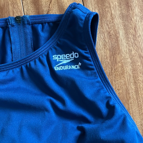 Navy blue Speedo competitive swimming swimsuit, zip up back and compressive - Picture 4 of 4